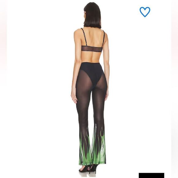 NWT Superdown Deja set pants bra outfit mesh print flares flame 2 pc Revolve M - Picture 3 of 12